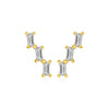 14k Yellow Gold Climber Post Earrings with Baguette Cubic Zirconias